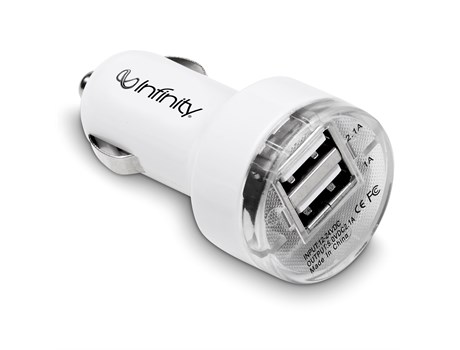 Voyage Dual Usb Car Charger - White - Image 3
